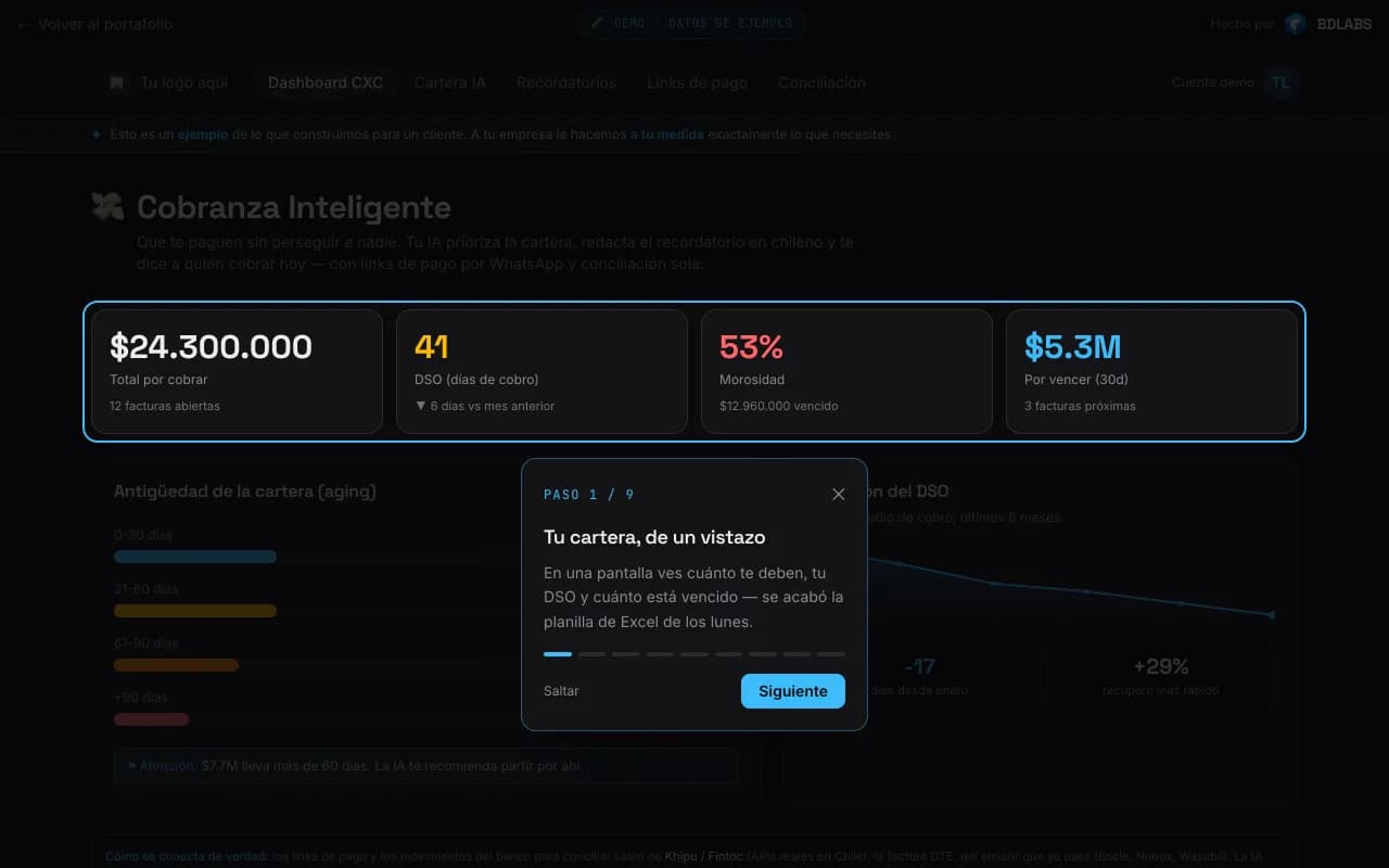 Vista real: Cobranza inteligente