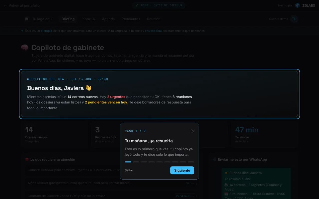 Vista real: Copiloto de gabinete